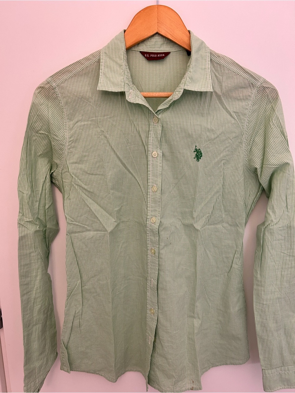 U.S. Polo Assn. Light Green Mini-Gingham Button-Down Shirt